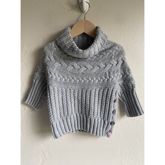 Matilda Jane Gray Flaxen Reese Cable Knit Turtleneck Sweater Girls Size 6 - Picture 1 of 6